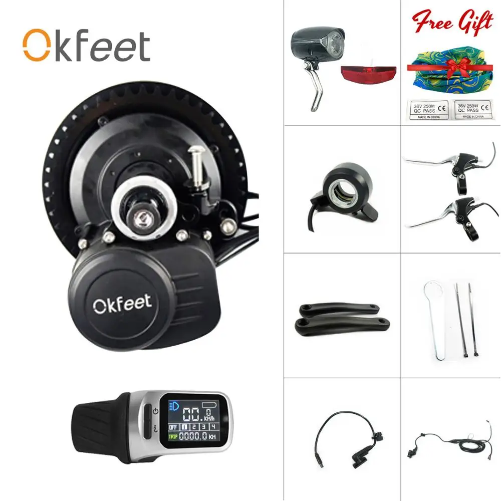 

Okfeet TSDZ2 Tongsheng 250/350/500W Mid Drive Motor XH18 Mid Drive Electric Bicycle Kit Torque Sensor Light