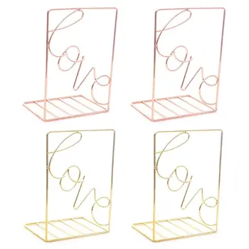 

2Pcs/Pair Creative Love Shaped Metal Bookends Desk Storage Holder Shelf Book Organizer Stand