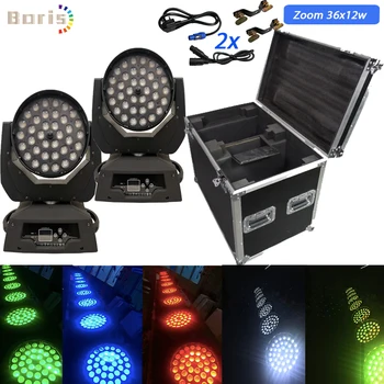 

No Tax Flightcase 2x Led Zoom Wash 36x12w Rgbw 4in1 Lyre Wash Zoom Moving Head Light 36x18w RGBWAUV 6in1 Moving head zoom Wash