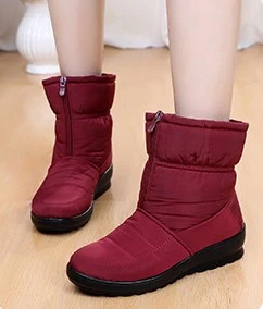 Red wine JIANBUDAN/Зимние теплые плюшевые сапоги; женские высококачественные хлопковые сапоги; водонепроницаемые теплые женские зимние сапоги; большие размеры 35-41 - Цвет: Red wine