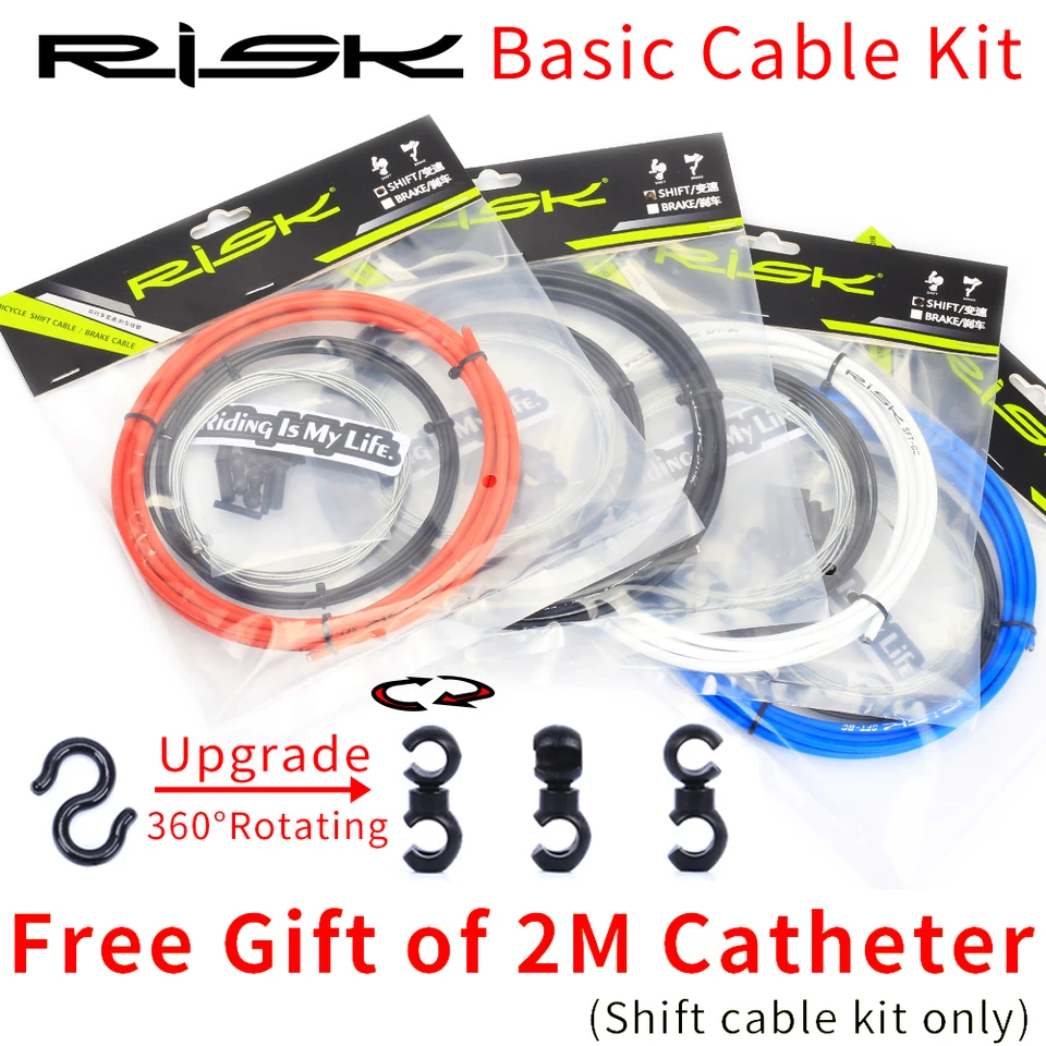 RUJOI Bike Cable Kit, Bike Brake Cable & Shift Derailleur Cable Kit Bike Cable Cutter Wire Rope For Bike Components Replacement On Mtb Cycling Cable Ends Ferrules S Buckles Included