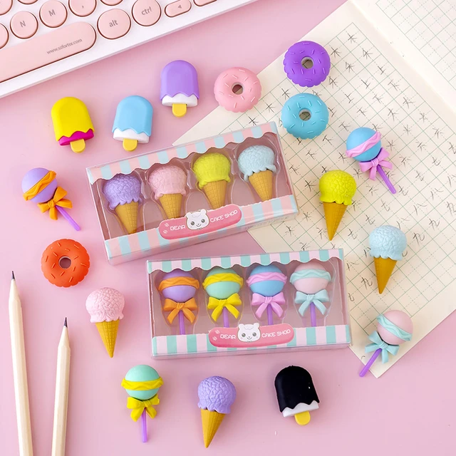 Gomme mignonne de papeterie gomme  4 pièces gomme gomme Kawaii - 50  pcs/set caoutchouc mignon-Aliexpress