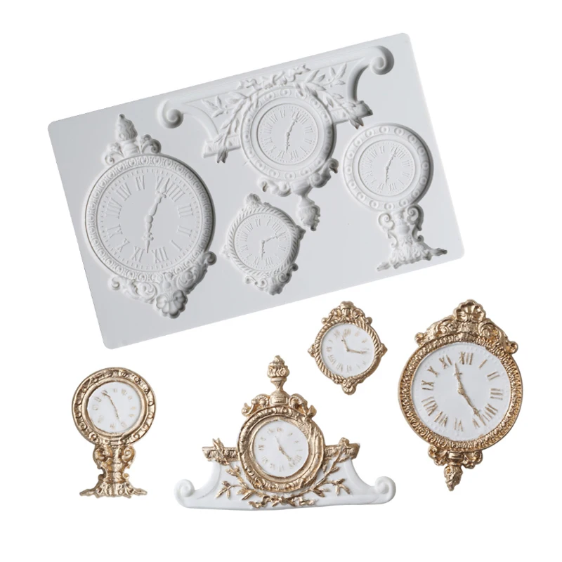 European Retro Clock Mould Silicone Mold Fondant Cake Decorating Tool