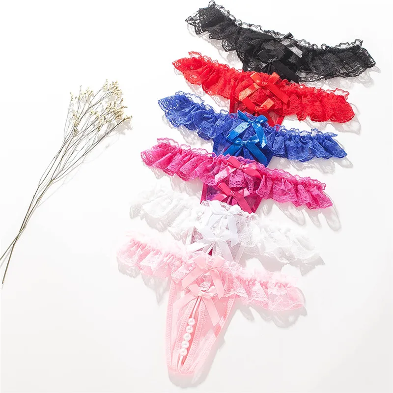 

top Sexy Thongs G-string Underpants Sexy Thin G String Bowknot Lace Low Waist Intimates Underwear Lingerie Hot Erotic MLXL
