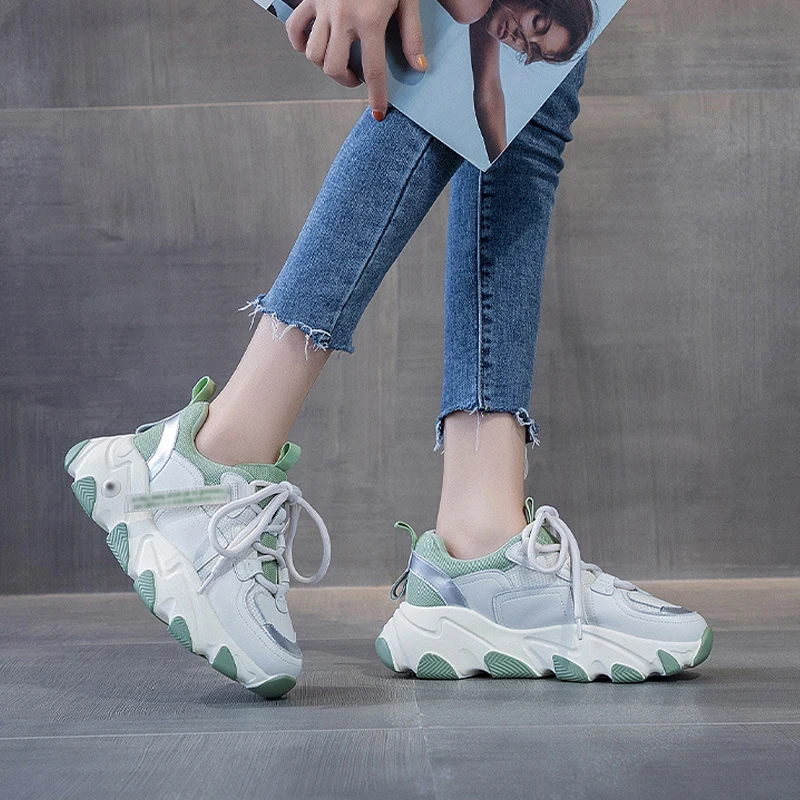 Women's Increased Breathable Casual Tennis Shoes,Women's Thick-Soled Increased Color Block Running Sneakers Zapatos De Muje