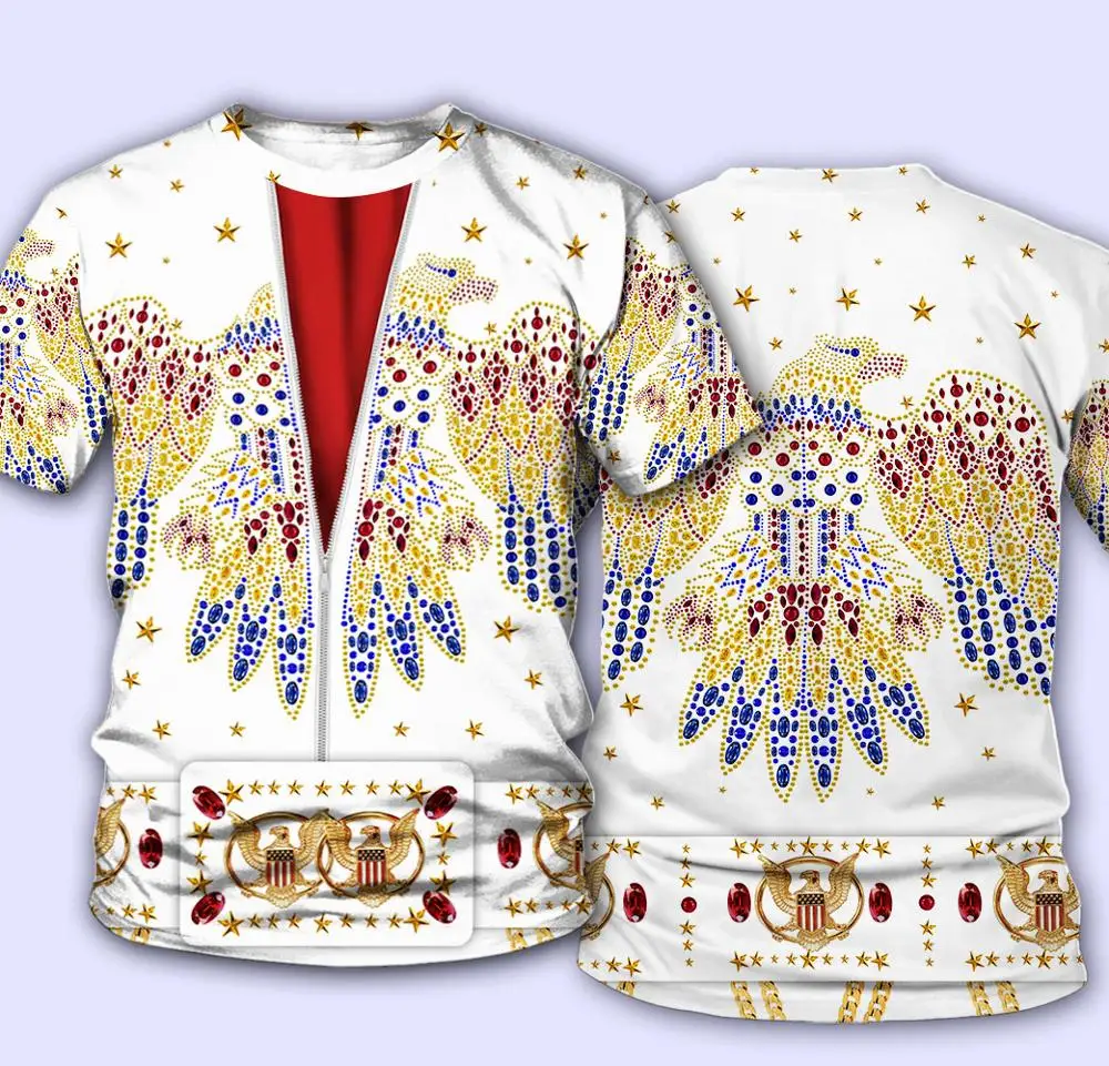 Футболка с 3D-принтом The King Elvis Presley для мужчин и женщин уличная одежда в стиле рок