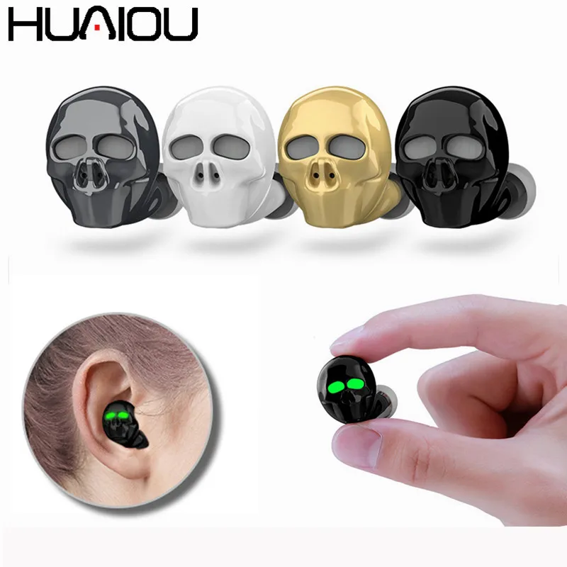 HUAIOU Skull Bone Bluetooth наушники с микрофоном шумоподавление hi-fi громкой связи бас стерео мини микро наушник