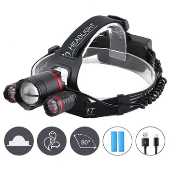

LED Head Torch, Super Bright 5000 Lumens [2020 Upgraded] Rechargeable Headlamp, 4 Modes, 18650 Batteries Waterproof Headlight Fo