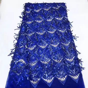 

New Arrival 2019 African Lace High Quality Sequins Lace Fabric 2019 Lace Embroidery Mesh Dress QF2652B-6