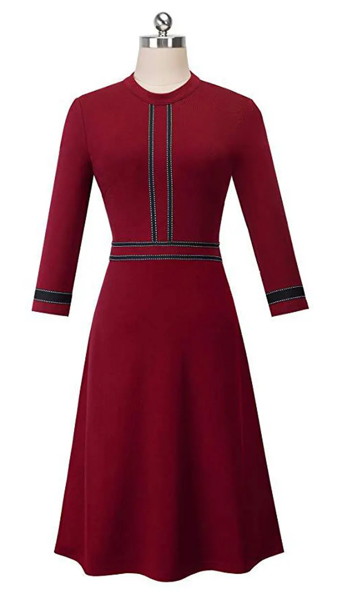 Винтажное элегантное лоскутное женское платье с круглым вырезом Pinup vestidos, деловые вечерние женские платья трапециевидной формы в стиле ретро