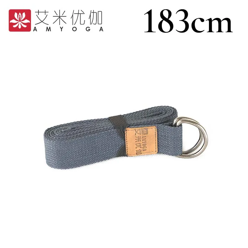 Dark blue-183cm Роскошный удлиненный хлопковый ремень для йоги с d-образным кольцом - Цвет: Dark blue-183cm