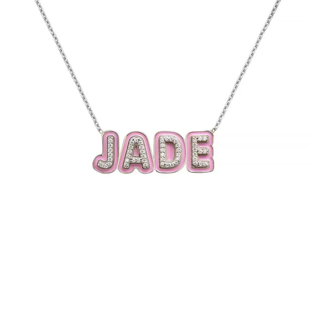 DUOYING Fashion Custom Name Necklace With Zirconia Personlized Colorful Enamel Outline Pave Necklace For Christmas Cute Gift