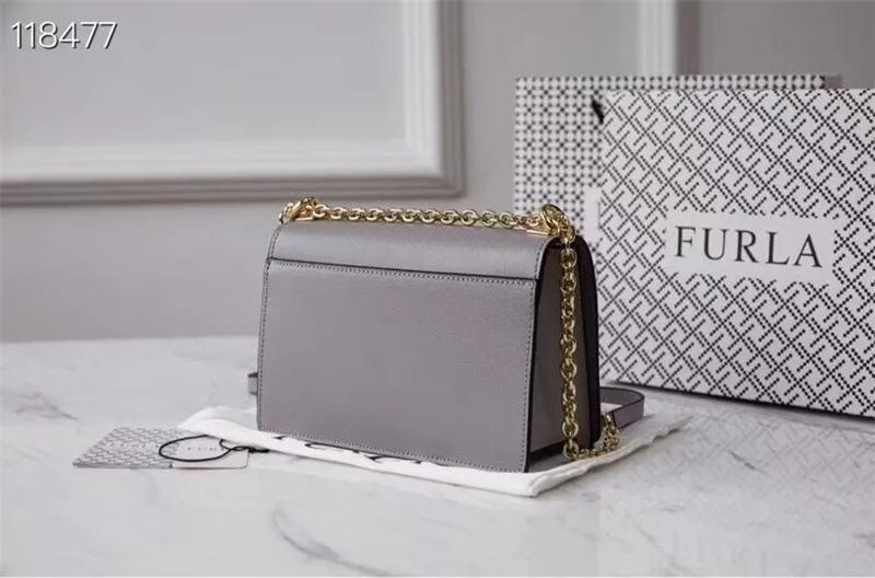 Оригинальные женские сумки FURLA, высокое качество, маленькие размеры, женские меховые кожаные сумки серого цвета, Размер 20 см* 8 см* 14 см