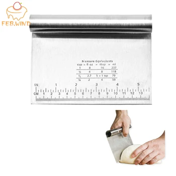 

Wooden Handle Bread Dough Knife Cake Scraper Stainless Steel Dough Cutter Pastry Scraper Bench Toast/Cake Cutter Slicer 023