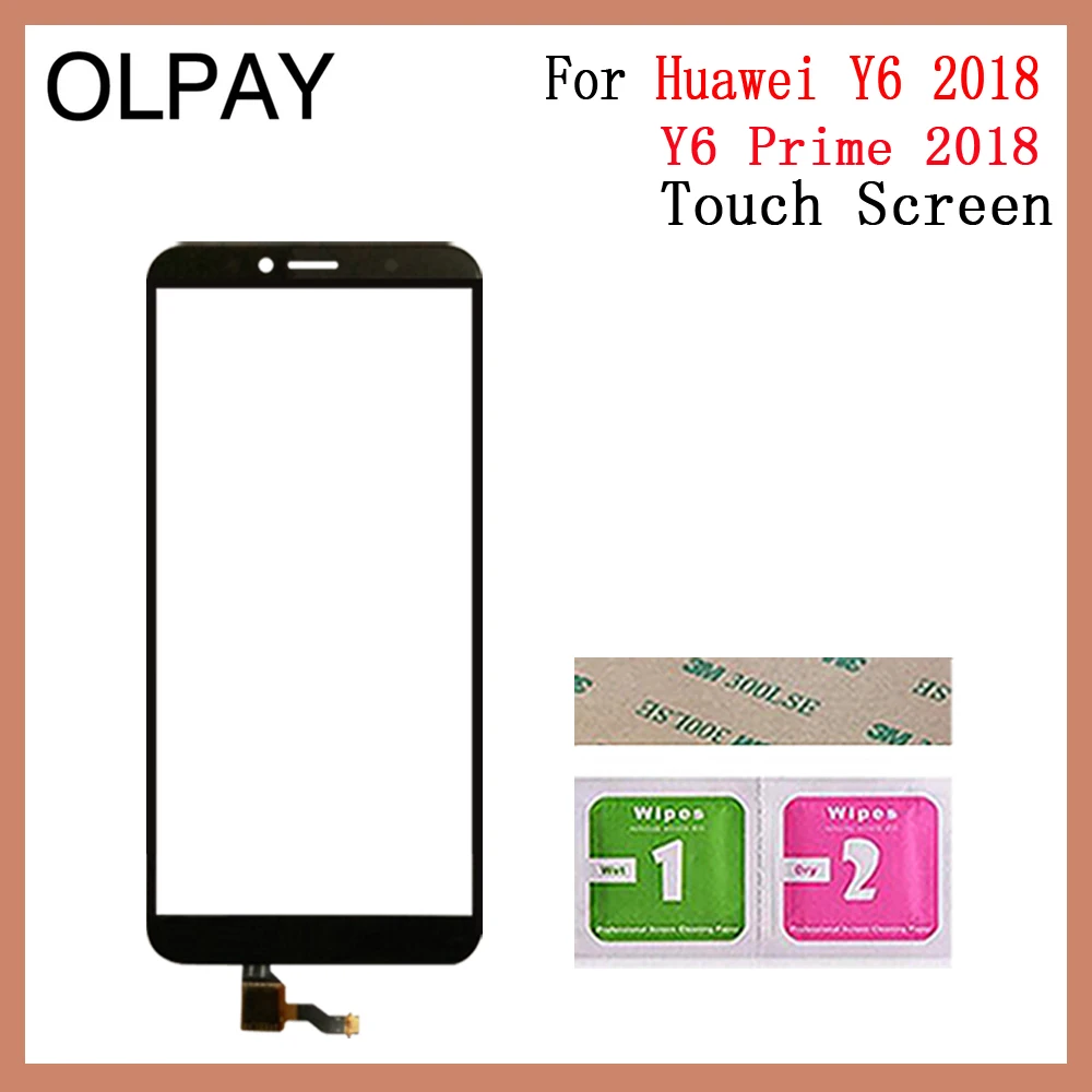 OLPAY 5,7 дюймов для huawei Y6 /Y6 Prime сенсорный экран дигитайзер Панель переднее стекло объектив сенсор Бесплатный клей+ салфетки