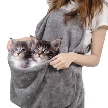 

New Pet Cat Carrier Kangaroo Bag Kitten Holding Apron Coral Fleece Sleeping Bag For Small Pet Cats Kitten Puppy Cat Dog 71X62cm