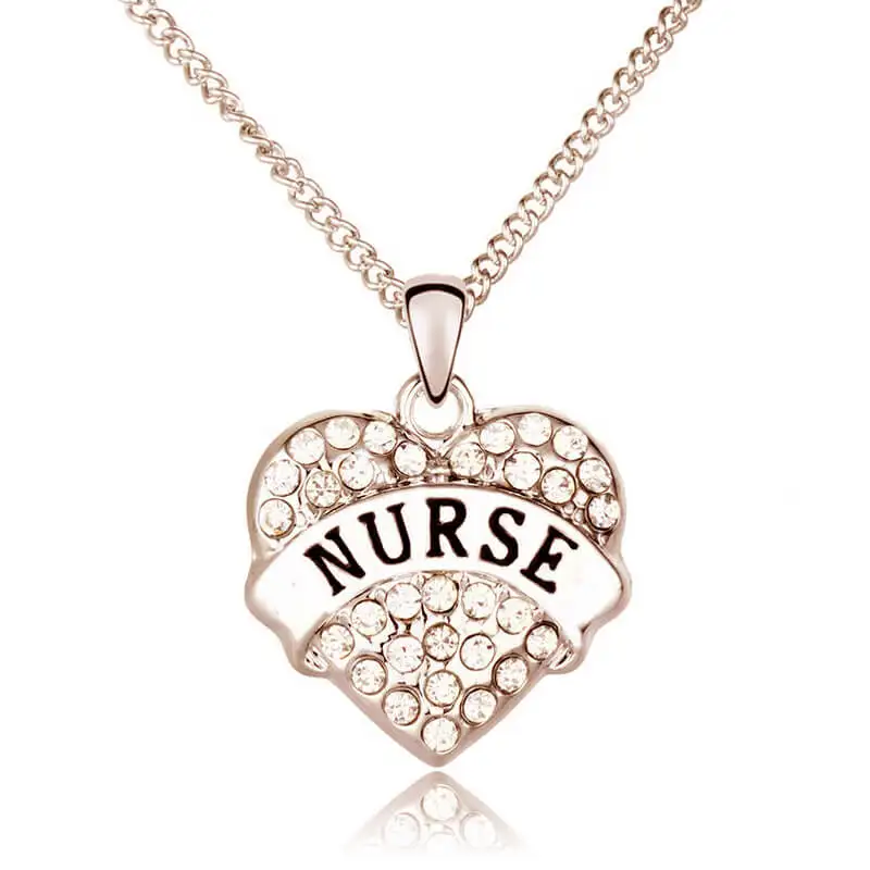 Gold Nurse Бесплатный Вентилятор вера надеюсь Подвеска для лучших друзей сердце ожерелье Мода Кристалл учителя кулон для медсестры ожерелье ювелирные изделия подарок Bijoux Femme - Окраска металла: Gold Nurse