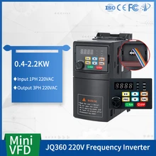 

JQ360 0.4/0.75/1.5/2.2KW 1phase Input and 3phase 220v Output Motor Speed Controller 50Hz 60Hz VFD Frequency Inverter Converter