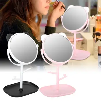 

Led Mirror Cute Fashionable Desktop Cosmetic Mirror Household Rotatable Makeup Mirror with Tray Make Up Mirror