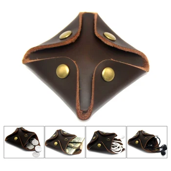 

Men Vintage Artificial Leather Solid Buckle Fashion Mini Handbag Pockets Casual Gift Durable Coin Purse Portable