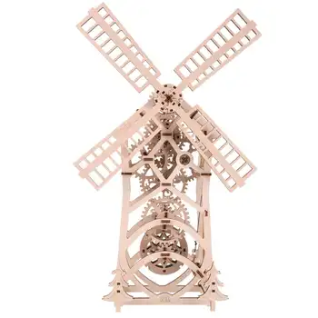 

DIY Wooden Windmill Model Mechanical Transmission Puzzle Model Educational Toy Birthday Gift For Children Kids Adults