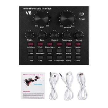 

Bluetooth Sound Card Audio Set Interface External USB Live Microphone Sound Card Bluetooth Function for PC Mobile Phone Sing