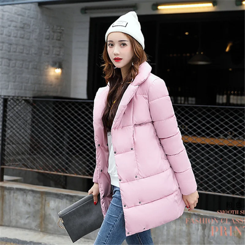 Dow парка Женская пуховая куртка зимнее пальто Зимняя парка хлопковая стеганая куртка женская зимняя куртка пальто Повседневная - Цвет: Pink 1
