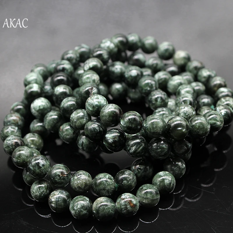 1 браслет/комплект AKAC approx9.5-10 мм натуральный зеленый Серафинит браслет approx20beads/браслет