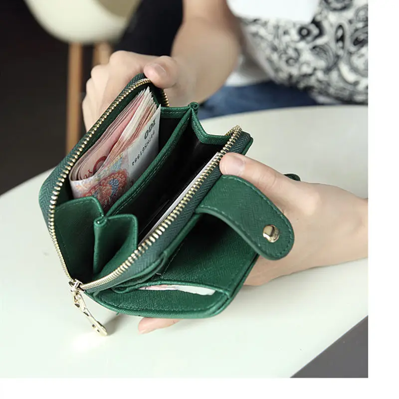 

Mini Money Small Fold PU Leather Wallet Women Lady Short Wallets Female Coin Purse Card Holder Zipper Long Wallet Cartera Mujer