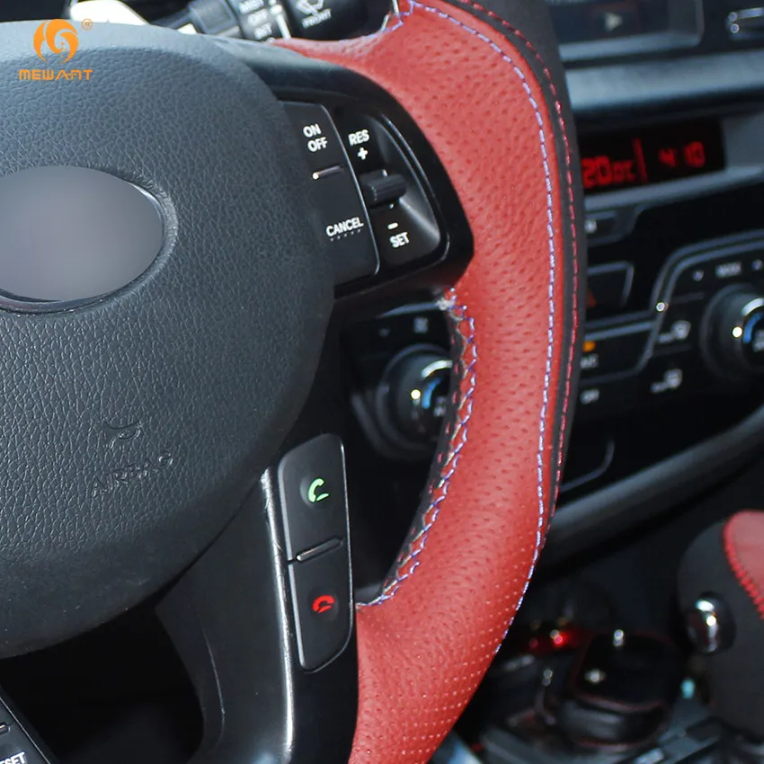 Красный замшевый чехол рулевого колеса автомобиля MEWANT из натуральной кожи