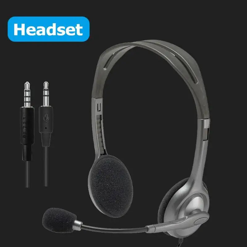 Стереогарнитура logitech H110/H111 с микрофоном, проводные наушники 3,5 мм, гарнитура высокого качества для музыки, игр и звонков