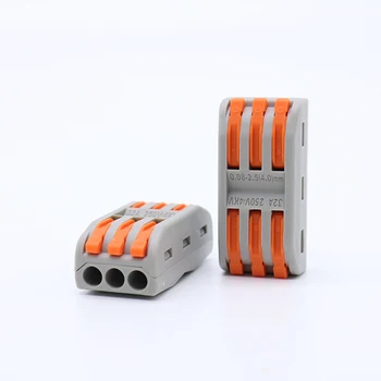 

New 30Pcs/Lot Mini Fast Connector Universal Compact Wire Wiring Connector,3 Pin Push-In Conductor Terminal Block PCT222-413D