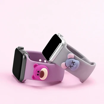 

3D cartoon strap For Apple Watch Series 5 4 3 2 1 42mm 38mm Sport bracelet Silicone Watchband For iwatch band Accessories