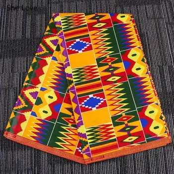 

She Love 1Yard Ankara African Real Wax Fabric Orange Color Cotton Flower Printed Tissue Fabric For Women Dress Diy Sewing Crafts