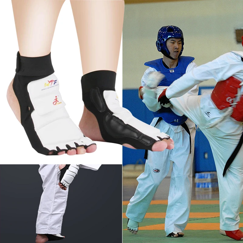 Пара из искусственной кожи таэквондо ММА Каратэ защита для ног колодки Sparring gear