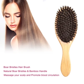 

Hair Brush Natural Bamboo Handle Boar Bristles Brush Anti-static Hair Scalp Paddle Hairbrush Gasbag Massage Comb Hair Care Tool