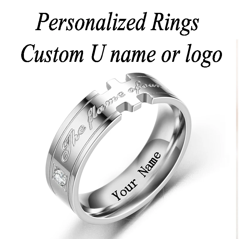 wedding rings Ring Personalized Customized Engraved With Your Name Texts Signature engagement ring ring men rings for wo
