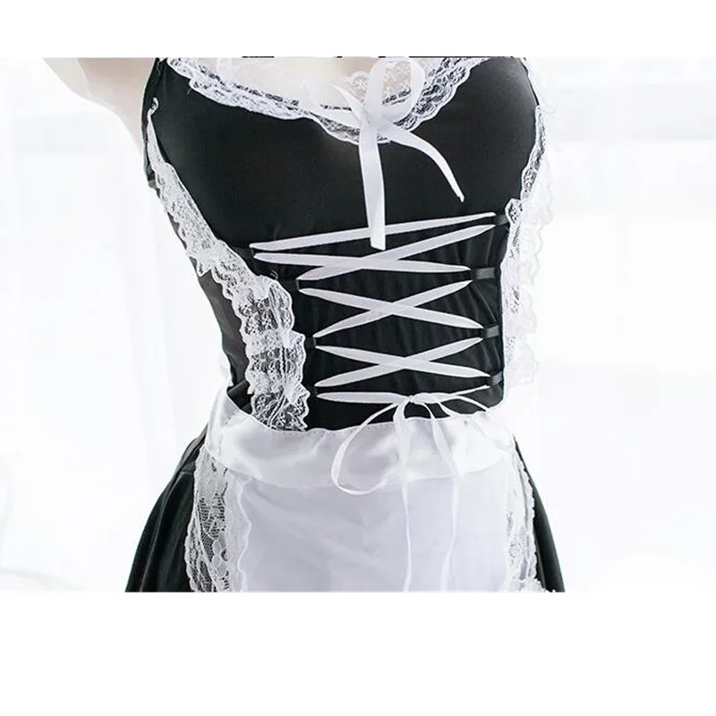 Японская горничная Эротическое нижнее белье в виде униформы Косплэй французский Фартук Горничная Лолита сексуальный костюм платье Эротическое белье