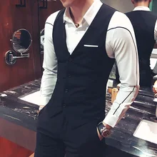 Для Мужчин's торжественное платье жилет Для мужчин Однобортный приталенный облегающий женский жилет универсальные Slim Fit