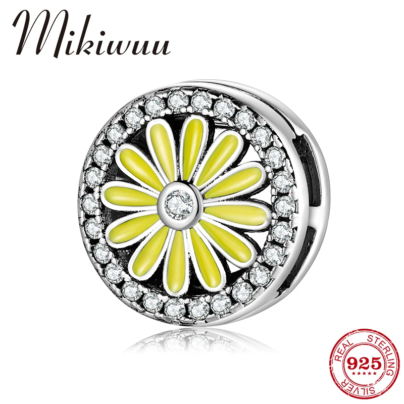 

Blooming flowers 925 Sterling Silver Clip Beads with Clear CZ Fit Original Reflection Charms Bracelets Watch Jewelry Making