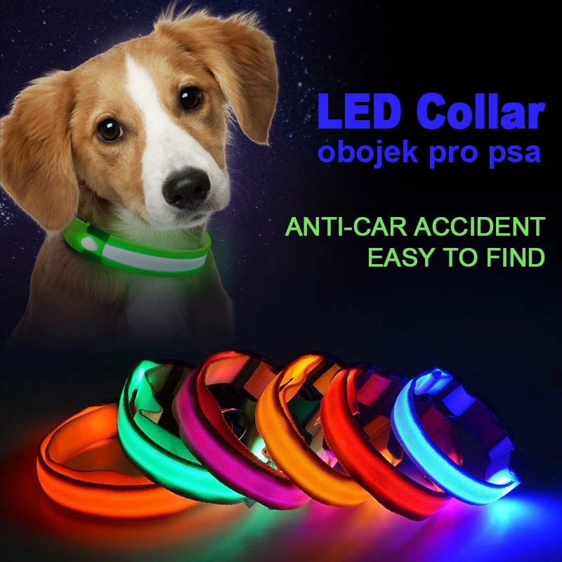 Collar luminoso con luz LED perro, cinta reflectante de advertencia para de mascotas, con carga USB, collares noctilucentes personalizados|Collares| - AliExpress