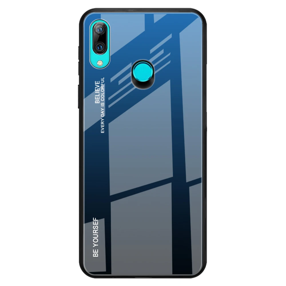 3 Для huawei P Smart чехол стеклянная крышка на huawei PSmart Z Plus+ чехол силиконовый мягкий бампер градиентное стекло Защита 360 ° - Цвет: 3
