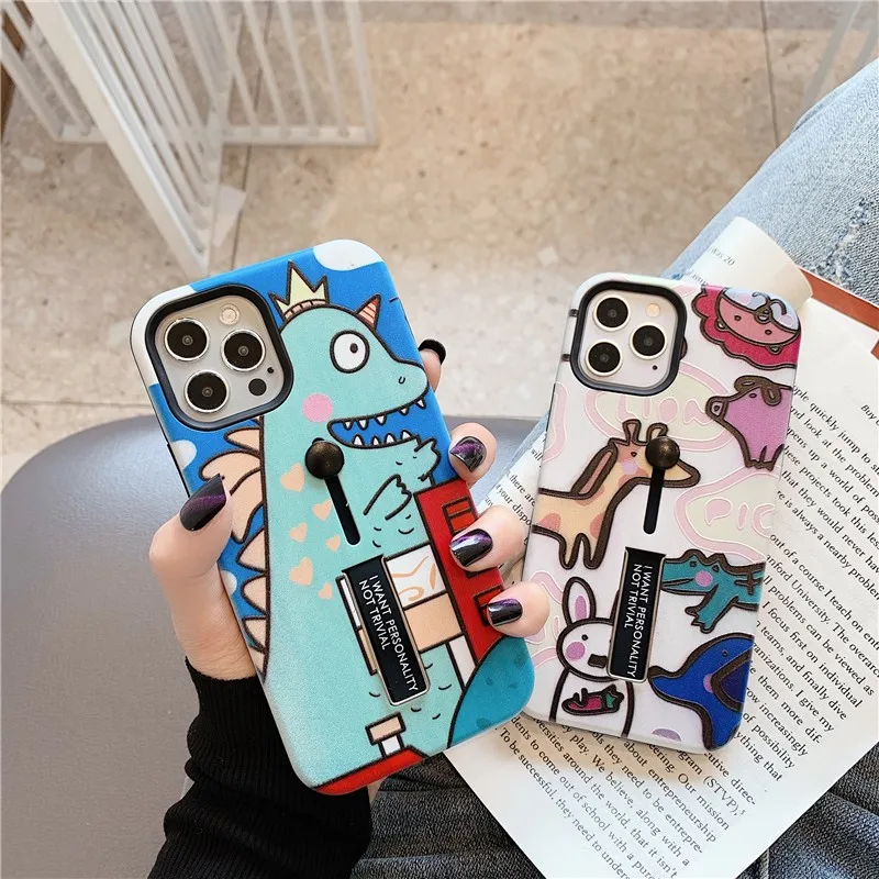 

Dinosaur Invisible Ring Stand Couple's Soft Case For Iphone 11 12 Pro Max Mini 7 8 6 6s Plus Xr X Xs Max Se 2 Phone Cover Fundas