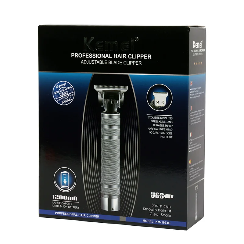 Kemei KM-1974 Hair Clipper Cordless Trimmer Men 0mm Baldheaded hair trimmer Hair Cutting Machine