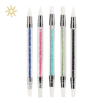 

1Pcs Double Head Sculpture Carving Emboss Dotting Pen Nail Art Painting Silicone Brush Rhinetstone Picking Acrylic Manicure Tool