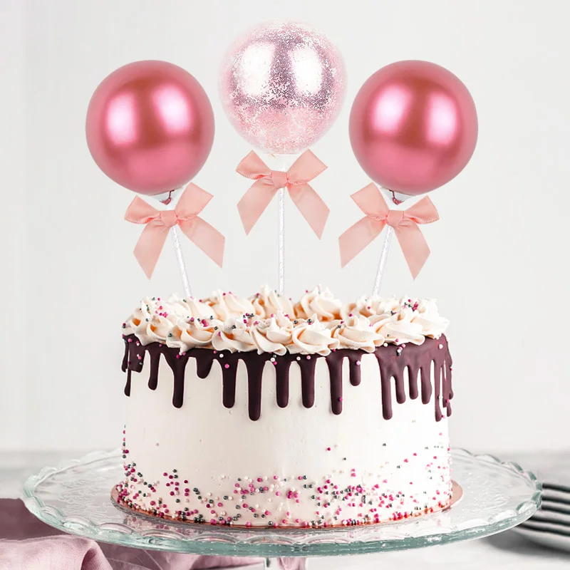 

5inch Balloon Cake Toppers Cupcake Flag Cake Decorating for Baby Shower Kids 1st Birthday Wedding Party Decoration DIY Cake