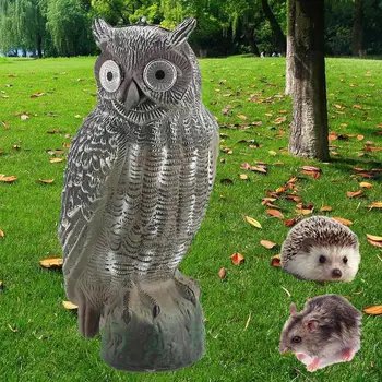 

Repellent Bird Hunting Decoy Solar Energy PE Decor Pest Crops From Creative Realistic Owl Decoy Tree Yard Outdoors Scarecrow