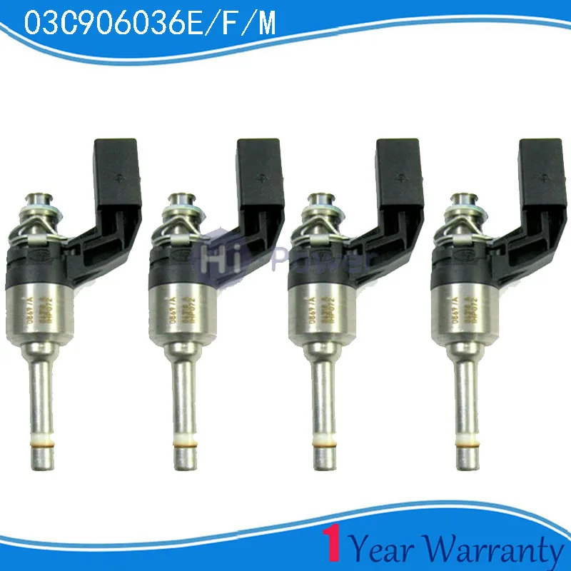 

4PCS 03C906036E 03C906036F 03C906036M Fuel Injectors Nozzle for VW Golf Jjetta Beetle Passat Tiguan Skoda Fabia Sseat Audi A1