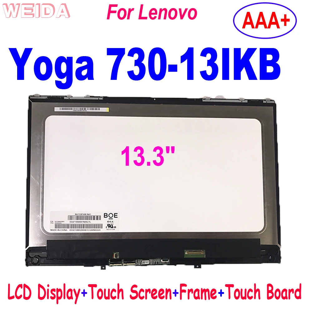 para Lenovo Yoga 73013 730-13ikb Yoga 730-13iwl Lcd Display Touch Screen Digitador Assembléia com Moldura Quadro e Placa Fhd 13.3