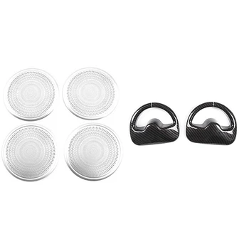 

4 Pcs Car Door Speaker Stereo Cover Sticker & 1 Pair Car Safety Belt Cover Trim for Land Rover